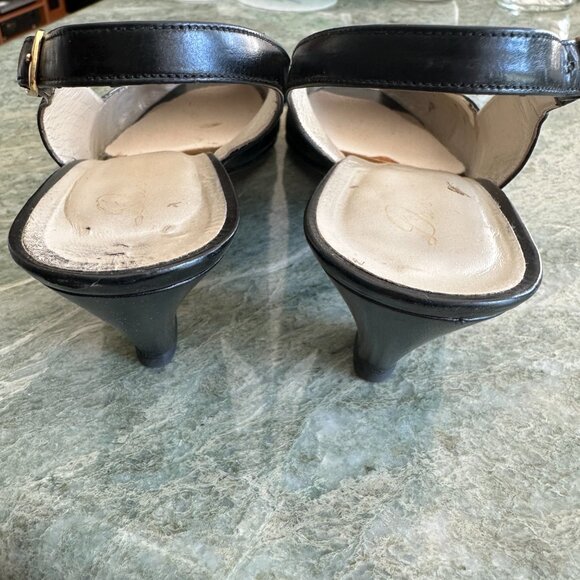 Vintage Evins Italian Leather Sling Back Pumps | Black Size 9.5 - Picture 4 of 7